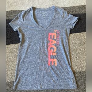 American Eagle Outfitters Women's Gray V-Neck T-Shirt